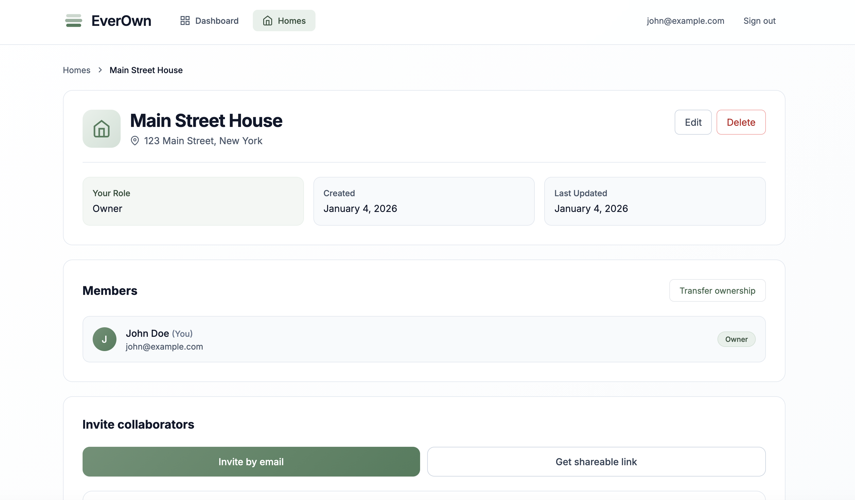 Home overview with asset list and timeline preview